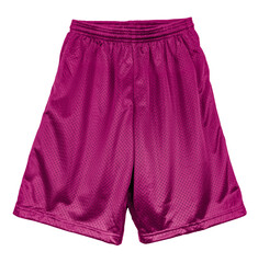 Blank mesh short pants color maroon front view on white background
