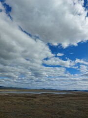 landscape with river lake and clouds