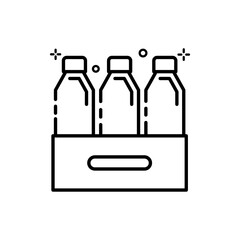 Bottles Crate Vector Outline icon. EPS 10 file