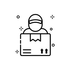 Delivery Man Vector Outline icon. EPS 10 file