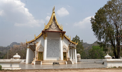 Kanchanaburi,Thailand- February 19,2018: Temple Wat Trai Rattanaram