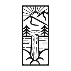 Mono line landscape illustration