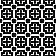 : Geometric vector pattern with Black and white colors. Seamless abstract ornament for wallpapers and backgrounds.
