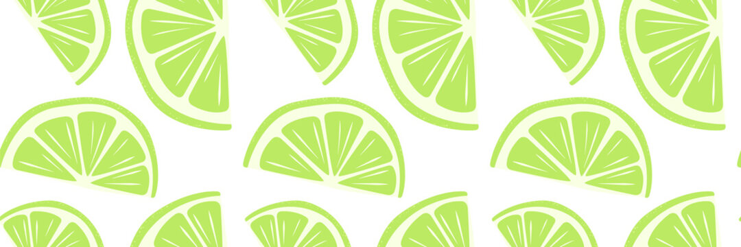 Abstract Fruit Lime Lemon Seamless Pattern. Cool Background For Banner, Card, Poster. Bright Print For Wallpaper, Wrapping Paper, Clothing, Covers, Notebooks, Tableware, Textiles, Bedding, Food Pack