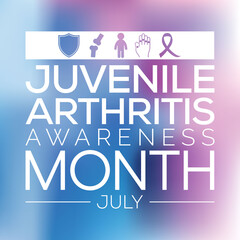 Juvenile Arthritis awareness month is observed every year in July. The most common symptoms of the disease are joint swelling, pain and stiffness, it is usually an autoimmune disorder. Vector art