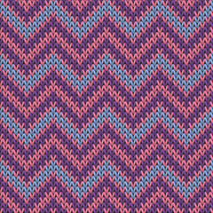 Natural chevron stripes knit texture geometric vector seamless. Plaid knit tricot fabric print. Classic warm seamless knitted pattern. Christmas spirit backdrop.