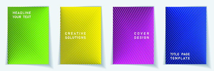 Cover page abstract layout vector design set. Crossed lines dynamic background patterns. Notepad templates. Business gradient title page graphic collectoin. © SunwArt