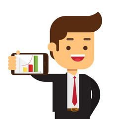 Businessman Show Smart Phone graph
