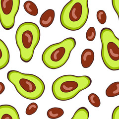 Avocado. Seamless pattern. Vector food illustration