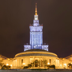 Fototapeta na wymiar The Palace of Culture and Science with the Congress Hall, Warsaw, Poland.