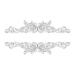 Fototapeta premium Vintage Baroque Victorian frame border floral ornament leaf scroll engraved retro flower pattern decorative design tattoo black and white Japanese filigree calligraphic vector heraldic swirl