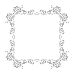 Vintage Baroque Victorian frame border floral ornament leaf scroll engraved retro flower pattern decorative design tattoo black and white Japanese filigree calligraphic vector heraldic swirl