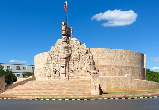 Merida, an iconic Homeland Monument (Monumento a la Patria) sculptured by Romulo Rozo, located at the runabout of Paseo de Montejo.
