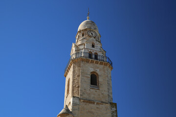 Obraz premium The bell tower of the Church of the Dormitio of Mary in Jerusalem