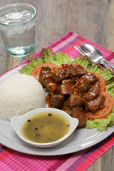 beef lok lak, cambodian national dish