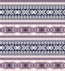 Pink Navy Christmas Fair Isle Seamless Pattern Background