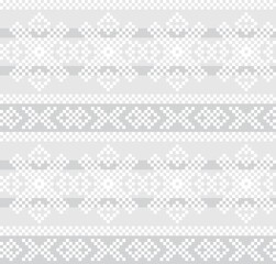 Black and White Christmas Fair Isle Seamless Pattern Background