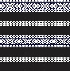 Black and White Christmas Fair Isle Seamless Pattern Background