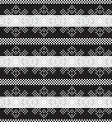 Black and White Christmas Fair Isle Seamless Pattern Background