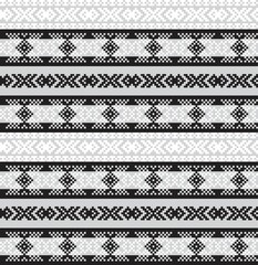 Black and White Christmas Fair Isle Seamless Pattern Background