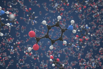 Fototapeta na wymiar P-aminobenzoic acid molecule made with balls, conceptual molecular model. Chemical 3d rendering
