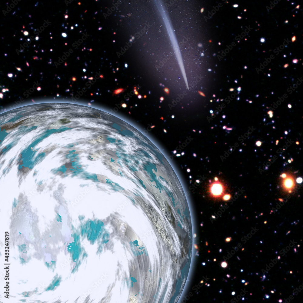 Canvas Prints comet over the earth. meteor rain. the elements of this image furnished by nasa.