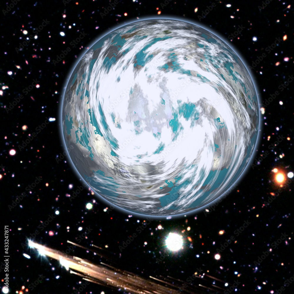 Wall mural comet over the earth. meteor rain. the elements of this image furnished by nasa.
