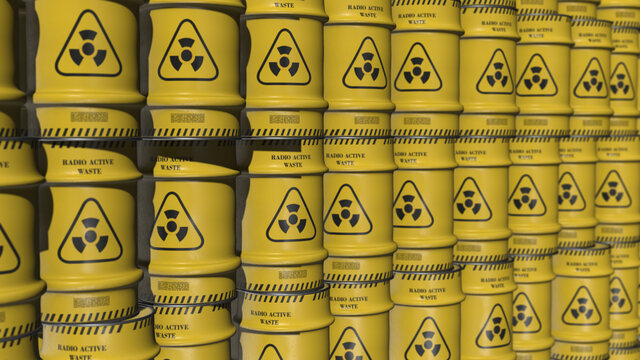 Yellow background with radioactive warning symbol.