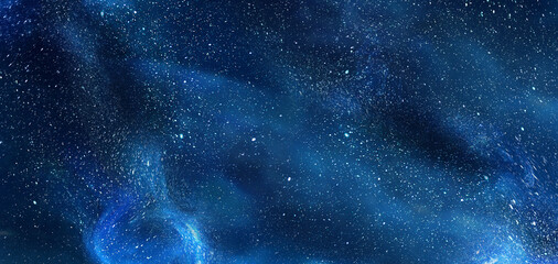 Fototapeta premium Blue night sky with fog and stars