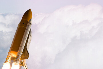 Space shuttle launches to stars. The elements of this image furnished by NASA.