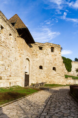 Fototapeta na wymiar The fortified medieval walls and defensive tower in Eger castle (Egri var). Eger, Hungary