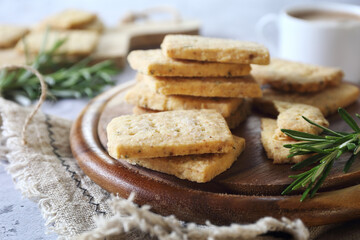 Rosemary Shortcake Cookies and cup of coffee