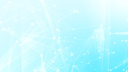 Abstract blue white polygon tech network with connect technology background. Abstract dots and lines texture background. 3d rendering.