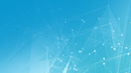 Obraz premium Abstract blue white polygon tech network with connect technology background. Abstract dots and lines texture background. 3d rendering.