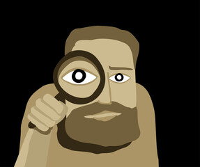 Search concept - character using magnifying glass
