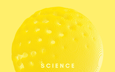 Abstract perforated sphere. Art geometric primitive. Damaged cell or bacterium with holes in outer shell. Voxel art.Vector illustration for cover, poster, flyer or banner.