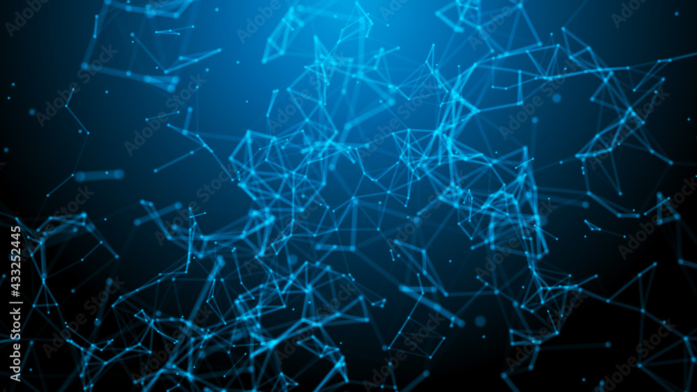 Poster Network connection system.Background with connection dots and lines. Big data vizualization. 3d rendering. 
