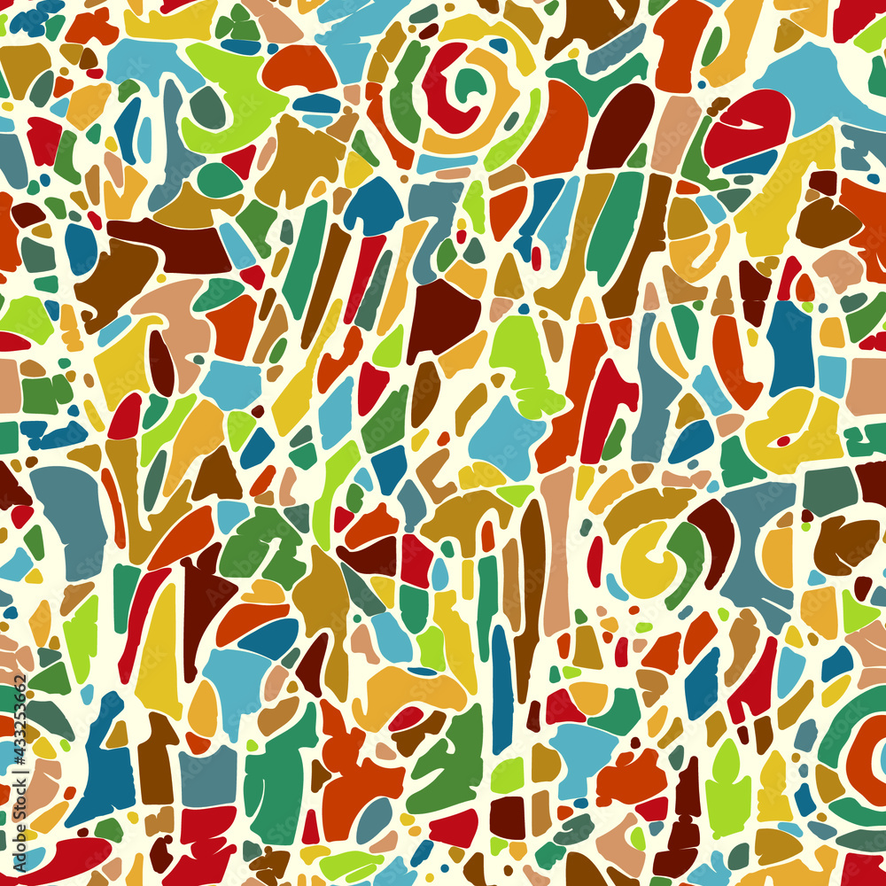 Aufkleber stained glass seamless pattern, mosaic texture. abstract vector background in retro style with intri