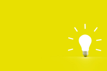 Lamp lightbulb neon yellow background copyspace decoration ornament business strategy idea creative design inspiration business technology digital brainstorm thinking information management.3D Render