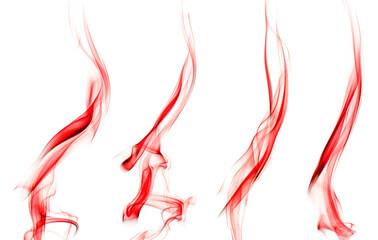 collection swirling movement of the red smoke group, abstract line Isolated on white background