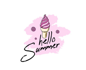 Banner with the inscription summer discounts with a watercolor background. Vector illustration © Katisko