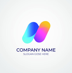 Modern abstract N logo । colorful n letter mark