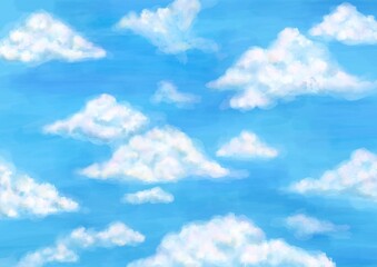 青空と雲のイラスト背景素材