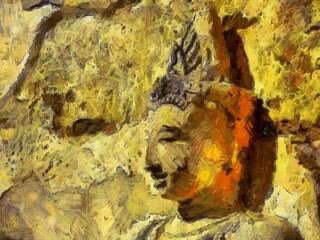 Ancient stucco patterns Illustrations creates an impressionist style of painting.