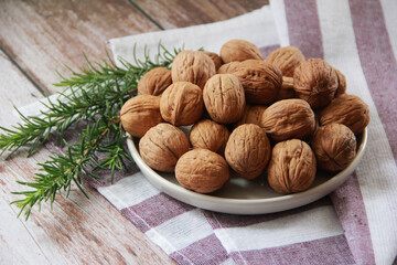 natural walnuts in a hard brown shell