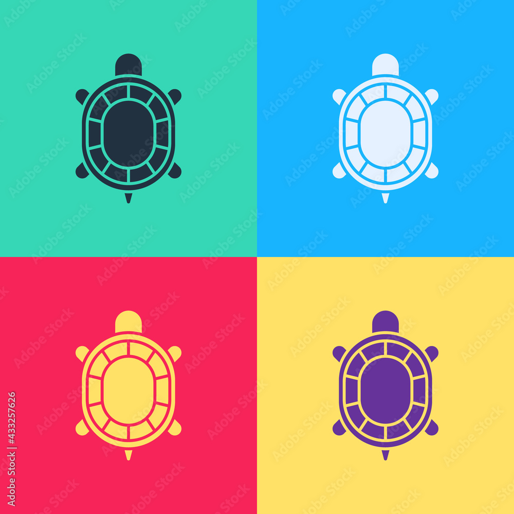 Wall mural Pop art Turtle icon isolated on color background. Vector