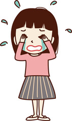 泣いている若い女性。