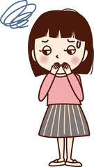 気分がすっきりしない若い女性。