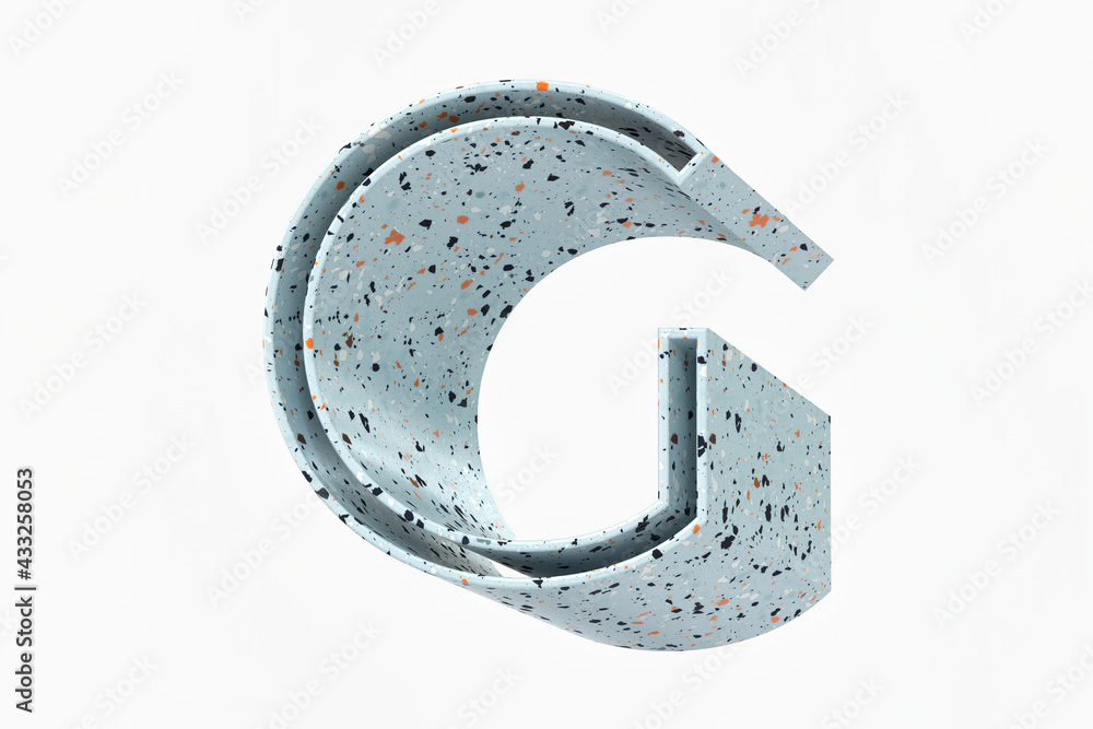 Poster 3d font letter g made of terrazzo stone pattern. ideal for decorative headlines. high quality 3d ren