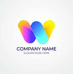 Modern abstract w logo । colorful w letter mark